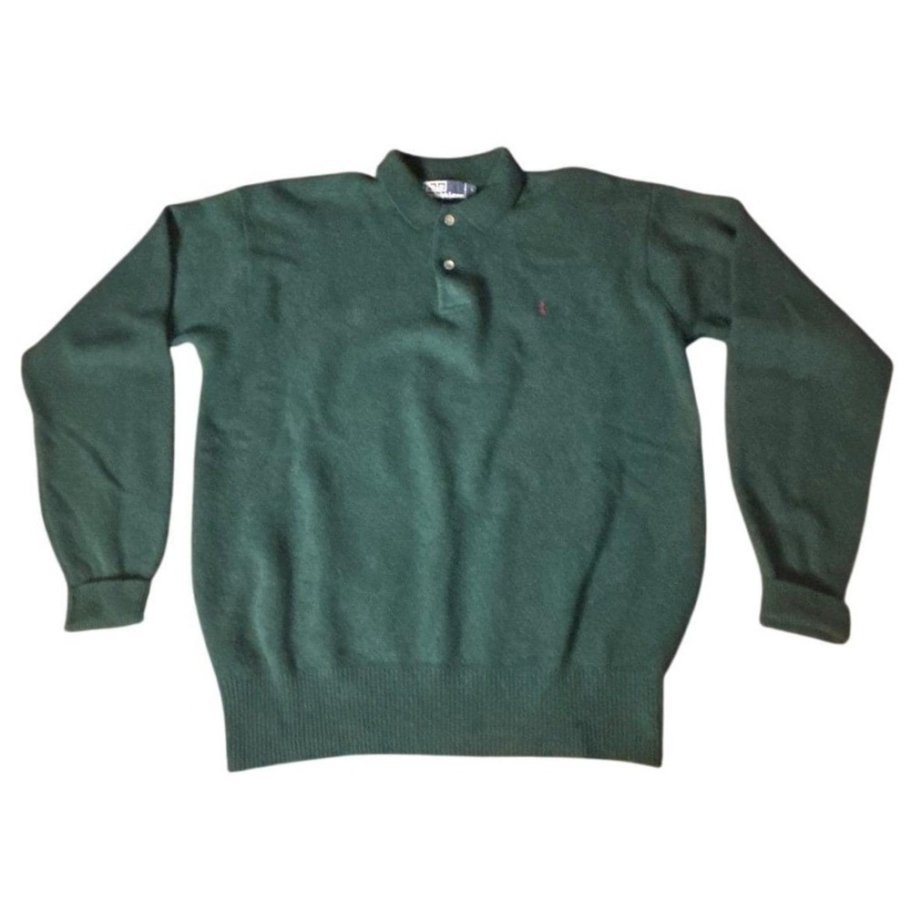 Vintage Polo Ralph Lauren Lambswool Sweater Large Polo Logo Preppy Dark Academia